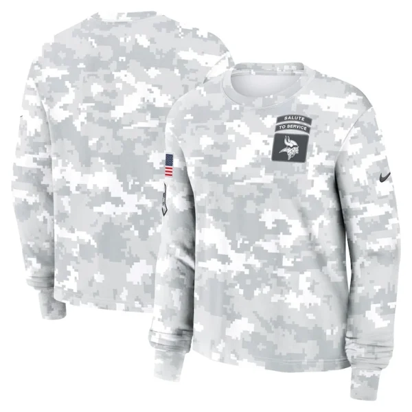Minnesota vikings nike womens 2024 salute to service long sleeve t shirt Arctic camo