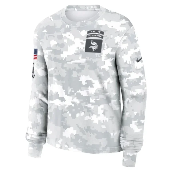 Minnesota vikings nike womens 2024 salute to service long sleeve t shirt Arctic camo S