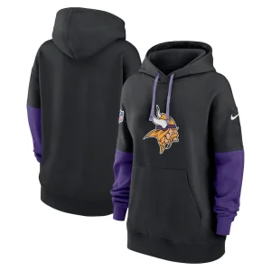 Minnesota vikings nike womens 2024 sideline essential fleece pullover hoodie Black
