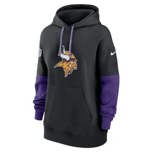 Minnesota vikings nike womens 2024 sideline essential fleece pullover hoodie Black S