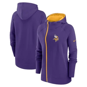 Minnesota vikings nike womens asymmetrical raglan full zip hoodie Purple