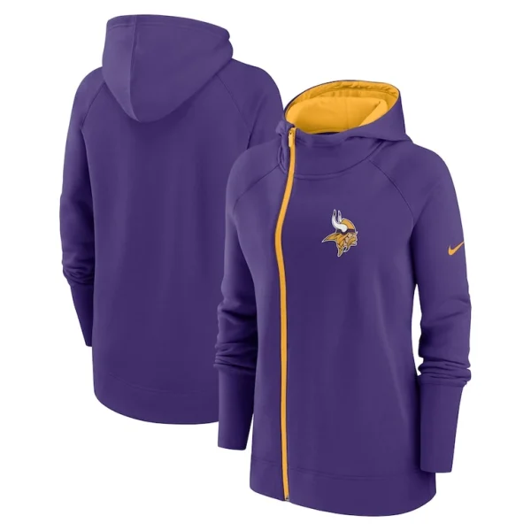 Minnesota vikings nike womens asymmetrical raglan full zip hoodie Purple