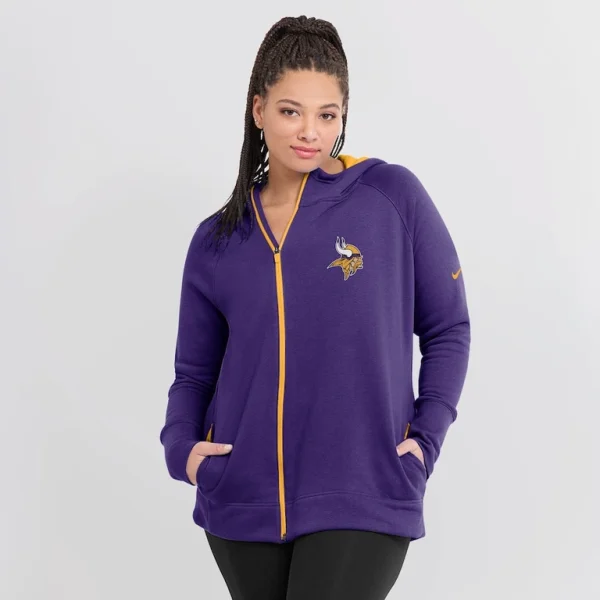 Minnesota vikings nike womens asymmetrical raglan full zip hoodie Purple L