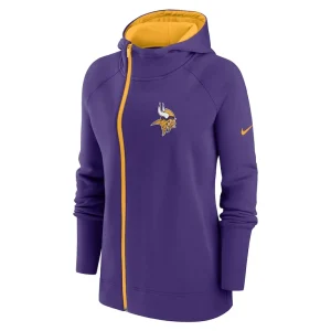 Minnesota vikings nike womens asymmetrical raglan full zip hoodie Purple S