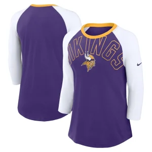 Minnesota vikings nike womens knockout arch raglan tri blend 34 sleeve t shirt Purplewhite