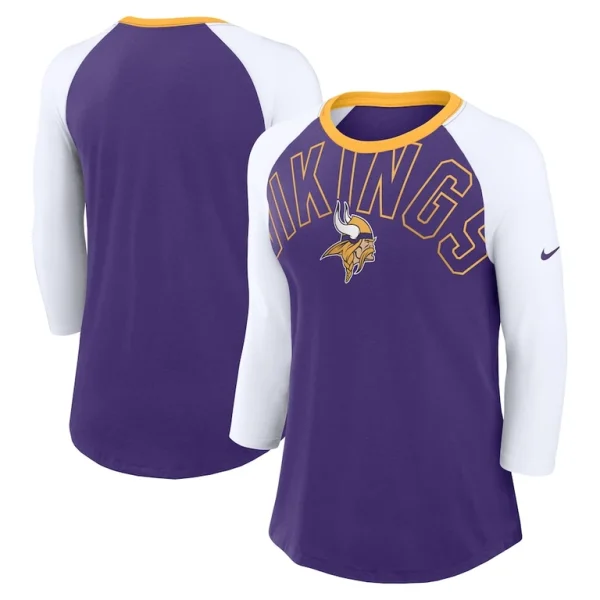 Minnesota vikings nike womens knockout arch raglan tri blend 34 sleeve t shirt Purplewhite