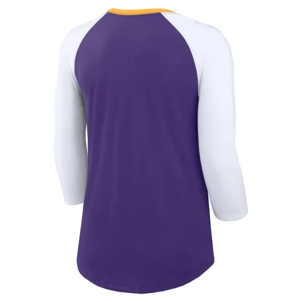 Minnesota vikings nike womens knockout arch raglan tri blend 34 sleeve t shirt Purplewhite M
