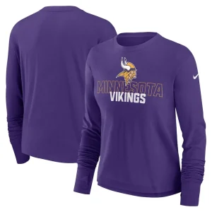 Minnesota vikings nike womens modest crop performance long sleeve t shirt Purple