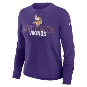 Minnesota vikings nike womens modest crop performance long sleeve t shirt Purple S