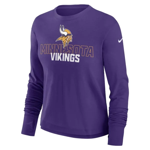 Minnesota vikings nike womens modest crop performance long sleeve t shirt Purple S