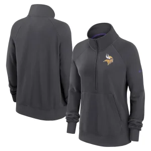 Minnesota vikings nike womens premium raglan performance half zip sweatshirt Charcoal
