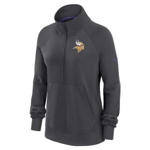 Minnesota vikings nike womens premium raglan performance half zip sweatshirt Charcoal S