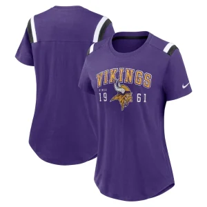 Minnesota vikings nike womens prime logo slub fashion t shirt Heather purple