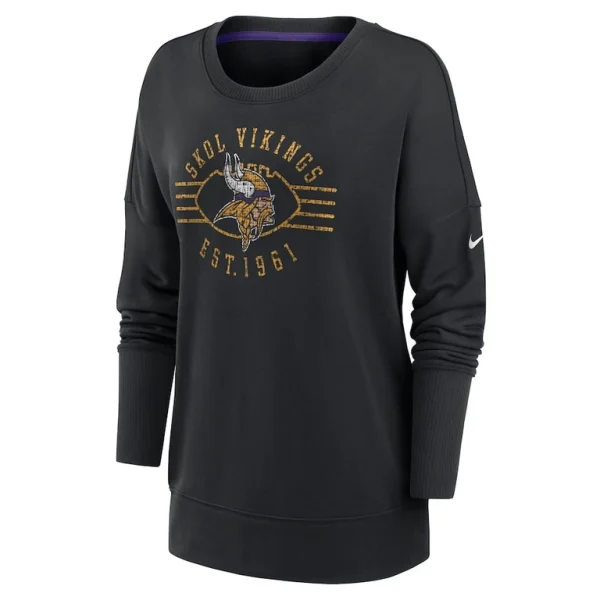 Minnesota vikings nike womens rewind playback icon performance pullover sweatshirt Black S