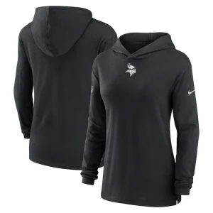 Minnesota vikings nike womens sideline performance long sleeve hoodie t shirt Black