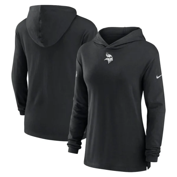 Minnesota vikings nike womens sideline performance long sleeve hoodie t shirt Black