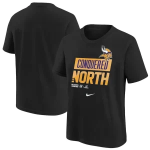 Minnesota vikings nike youth 2022 nfc north division champions locker room trophy collection t shirt Black