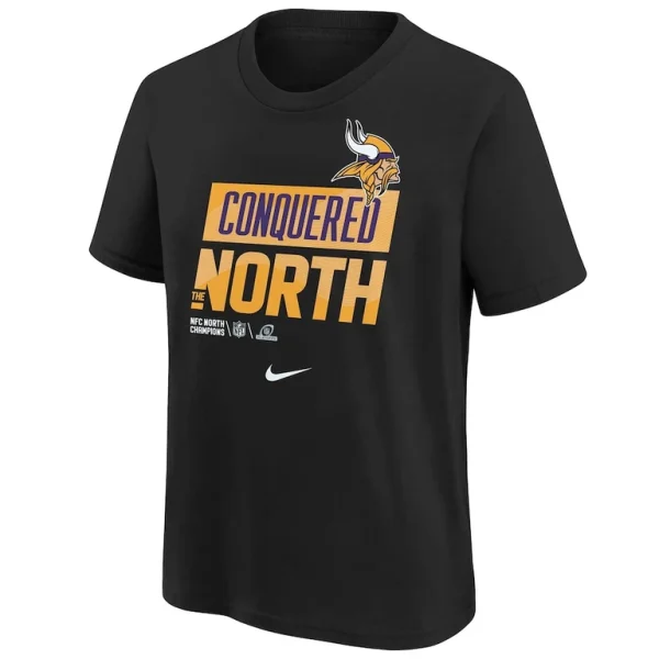 Minnesota vikings nike youth 2022 nfc north division champions locker room trophy collection t shirt Black Yth M