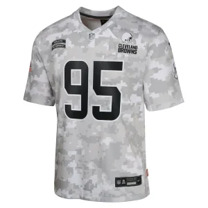 Myles garrett cleveland browns nike youth 2024 salute to service game jersey Arctic camo Yth M