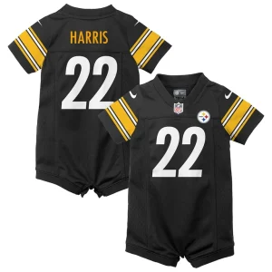 Najee harris pittsburgh steelers nike newborn infant game romper jersey Black
