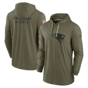 New england patriots nike 2022 salute to service tonal lightweight long sleeve hooded t shirt Olive