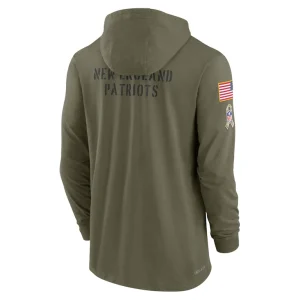New england patriots nike 2022 salute to service tonal lightweight long sleeve hooded t shirt Olive L