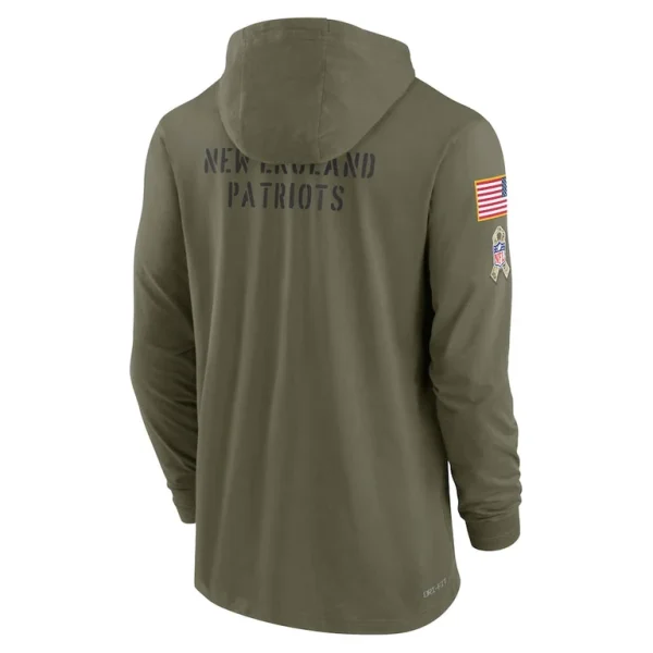 New england patriots nike 2022 salute to service tonal lightweight long sleeve hooded t shirt Olive L