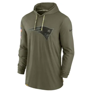 New england patriots nike 2022 salute to service tonal lightweight long sleeve hooded t shirt Olive M