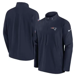 New england patriots nike 2023 sideline coach half zip hoodie jacket Navy