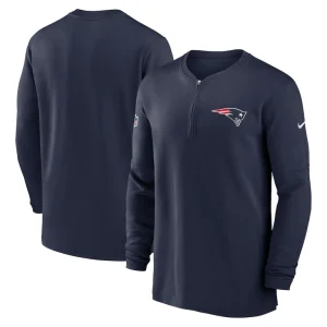 New england patriots nike 2023 sideline performance long sleeve tri blend quarter zip top Navy