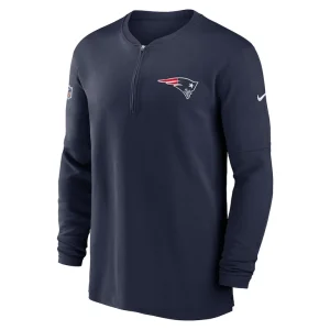 New england patriots nike 2023 sideline performance long sleeve tri blend quarter zip top Navy M