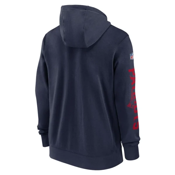 New england patriots nike 2024 sideline club full zip hoodie Navy L