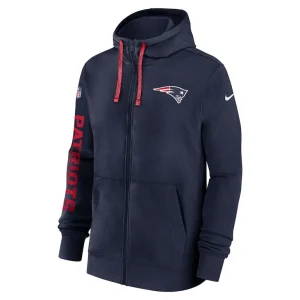 New england patriots nike 2024 sideline club full zip hoodie Navy M
