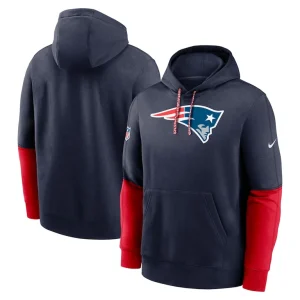 New england patriots nike 2024 sideline club pullover hoodie Navy