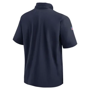 New england patriots nike 2024 sideline coach short sleeve half zip hoodie jacket Navy L