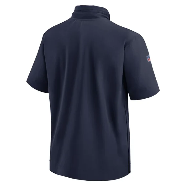 New england patriots nike 2024 sideline coach short sleeve half zip hoodie jacket Navy L