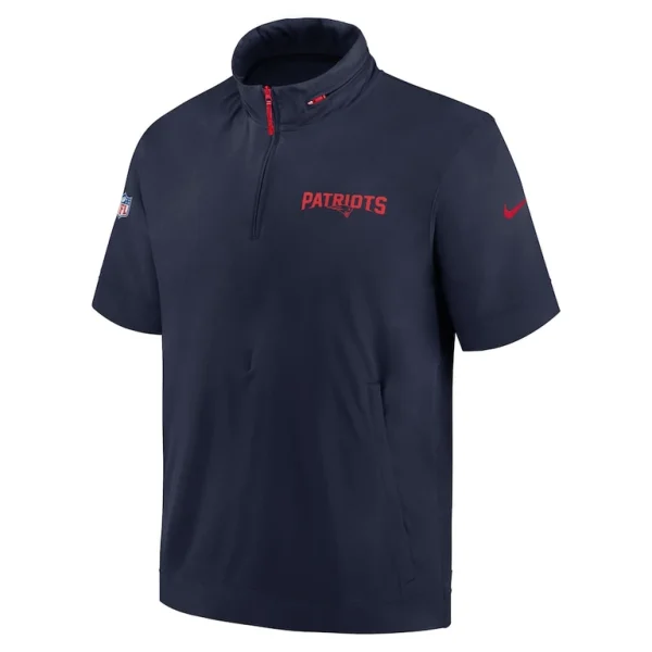 New england patriots nike 2024 sideline coach short sleeve half zip hoodie jacket Navy M