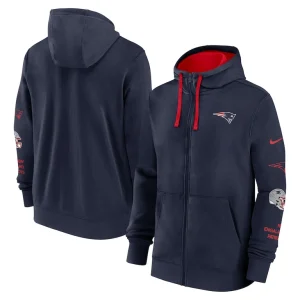 New england patriots nike club full zip hoodie jacket Navy
