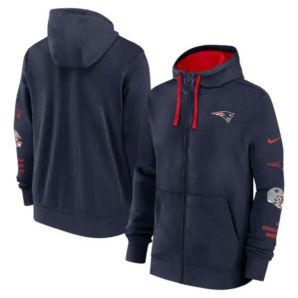 New england patriots nike club full zip hoodie jacket Navy