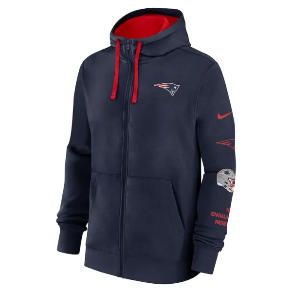 New england patriots nike club full zip hoodie jacket Navy M