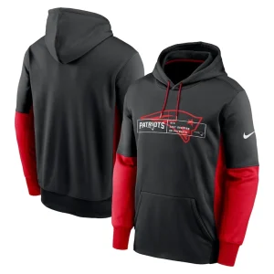 New england patriots nike color block fleece performance pullover hoodie Black