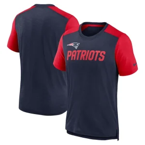 New england patriots nike color block team name t shirt Heathered navyheathered red