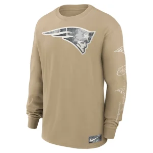 New england patriots nike essential statement max90 long sleeve t shirt tan Multi M