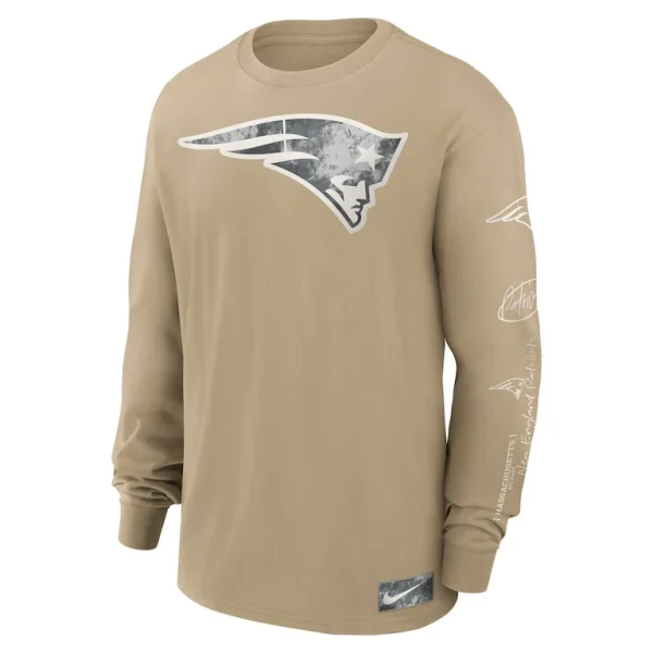 New england patriots nike essential statement max90 long sleeve t shirt tan Multi M