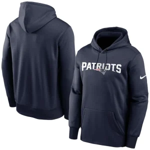 New england patriots nike fan gear wordmark performance pullover hoodie Navy