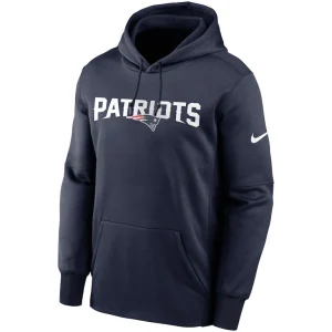 New england patriots nike fan gear wordmark performance pullover hoodie Navy M