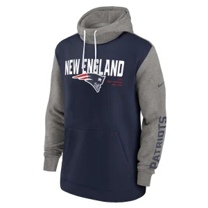 New england patriots nike fashion color block pullover hoodie Navy M