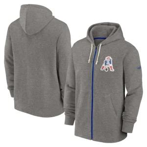 New england patriots nike historic lifestyle full zip hoodie Heather charcoal