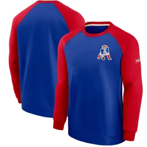 New england patriots nike historic raglan crew performance sweater Royalred