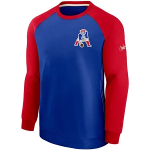 New england patriots nike historic raglan crew performance sweater Royalred M